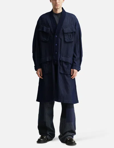 Fdmtl Haori Jungle Long Jacket Rinse In Blue