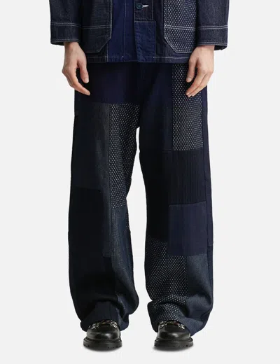 Fdmtl Patchwork Wide Pants Rinse In Blue