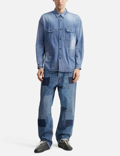 Fdmtl Patch Denim Shirt 5yr Wash In Blue