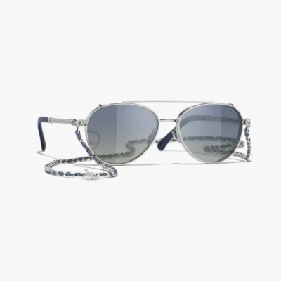 Chanel Pilot Sunglasses In Metallic