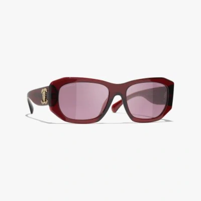 Chanel Rectangle Sunglasses In Purple