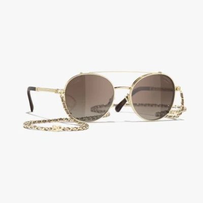 Chanel Pilot Sunglasses In Gold