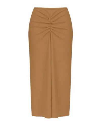 Victoria Beckham Bela Midi Skirt In Brown