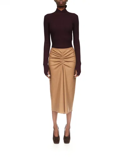 Victoria Beckham Bela Midi Skirt In Brown