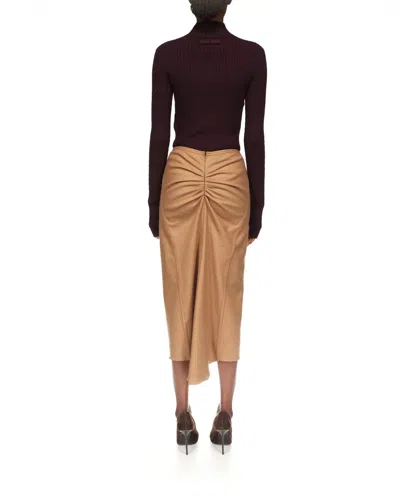 Victoria Beckham Bela Midi Skirt In Brown
