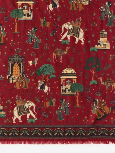 J.mclaughlin Men's Men's Scarf In Palace Pictorial Mahogany | Wool In Red