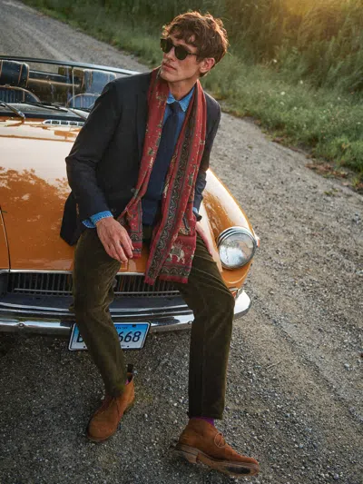 J.mclaughlin Men's Men's Scarf In Palace Pictorial Mahogany | Wool In Red