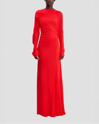 Victoria Beckham Draped Jersey Gown In Cayenne In Red