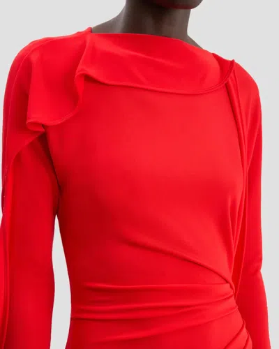 Victoria Beckham Draped Jersey Gown In Cayenne In Red