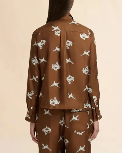 Marni Ravens Silk Twill Button-up Shirt In Brown