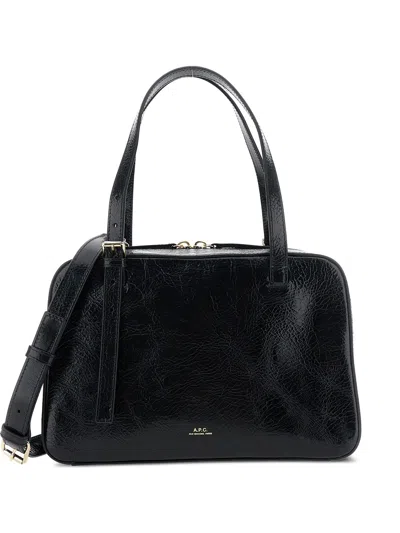 Apc Virginie Brown Shoulder Bag With Removable Shoulder Strap And Front Logo In Leather Woman