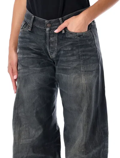 Acne Studios Glossy Trousers With Belt Loops And Stitching In Gray