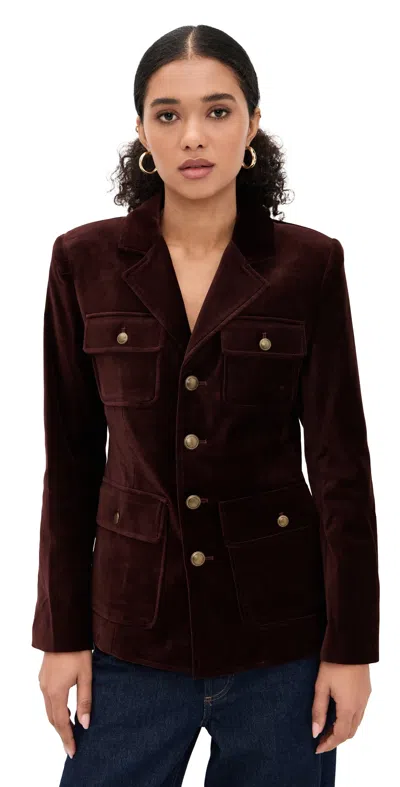 Paige Womens Aubergine Reign Single-breasted Velvet Blazer In Burgundy