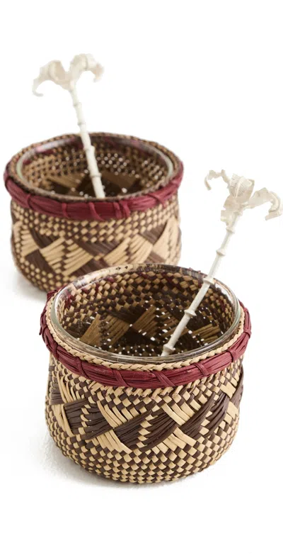 Johanna Ortiz Uncu Red Muisca Salt And Pepper Containers Uncu Red In Brown