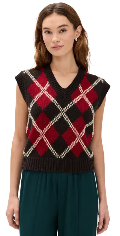 Guest In Residence Argyle Checked Wool And Cashmere-blend Vest In Brown