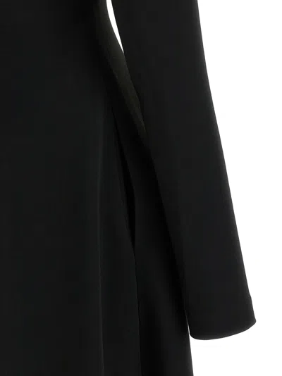 Alberta Ferretti Slightly Stretch Cady Midi Dress With Off-the-shoulder Neckline In Black