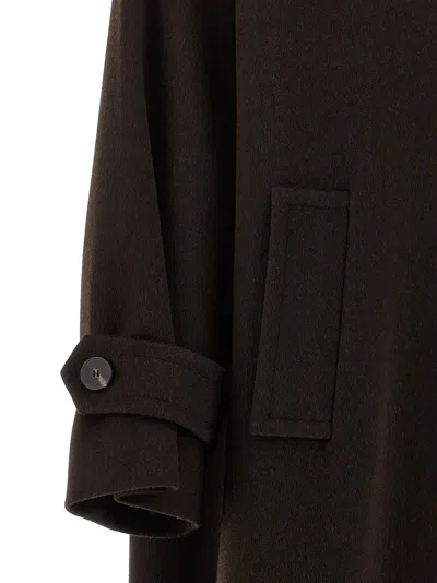 Alberto Biani Long Collared Coat With Side Pockets And Sleeves In Brown