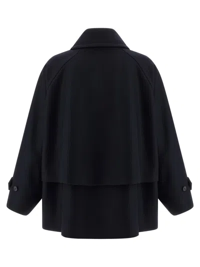 Alberto Biani Wool Coat With Wide Sleeves And Front Pockets In Black