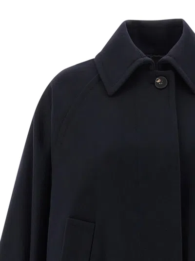 Alberto Biani Wool Coat With Wide Sleeves And Front Pockets In Black
