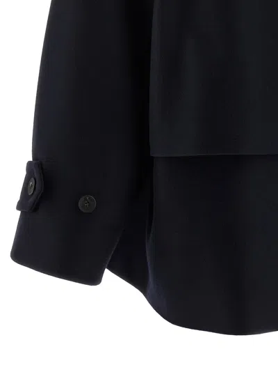 Alberto Biani Wool Coat With Wide Sleeves And Front Pockets In Black