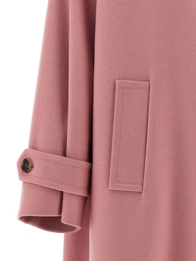 Alberto Biani Wool Coat With Notched Collar And Raglan Sleeves In Pink