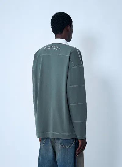 Acne Studios Men Logo Motif Polo Shirt In Green