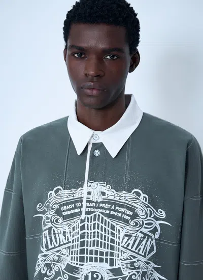 Acne Studios Men Logo Motif Polo Shirt In Green