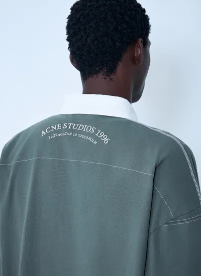 Acne Studios Men Logo Motif Polo Shirt In Green
