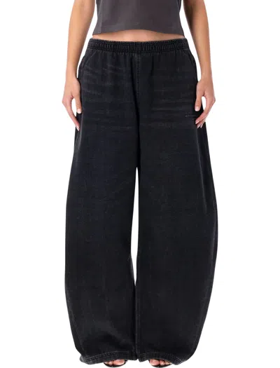 Alexander Wang Wide-leg Black Denim Sweatpants In Black