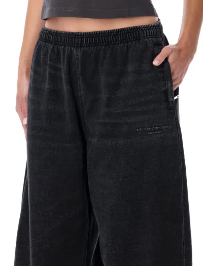 Alexander Wang Wide-leg Black Denim Sweatpants In Black