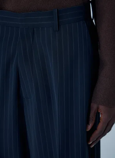 Acne Studios Men Pinstripe Tailored Pants In Blue