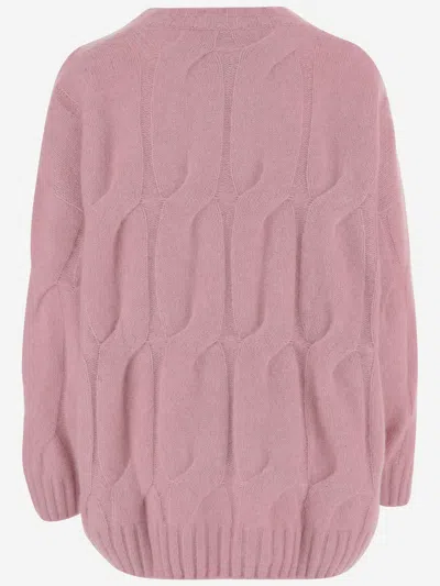 Allude Cashmere And Silk Cable Knit Sweater In Pink