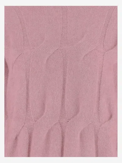 Allude Cashmere And Silk Cable Knit Sweater In Pink