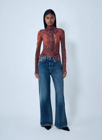Acne Studios Women Print Mesh Top In Brown