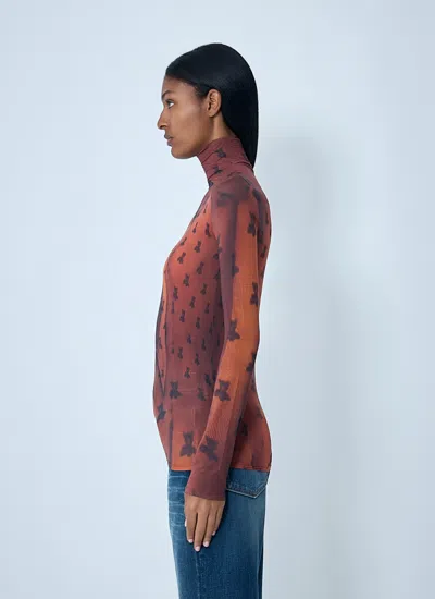 Acne Studios Women Print Mesh Top In Brown