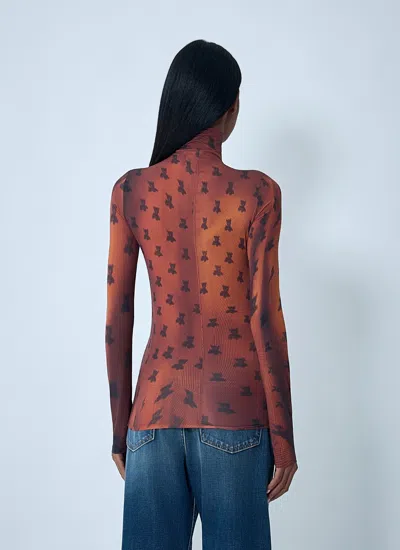 Acne Studios Women Print Mesh Top In Brown