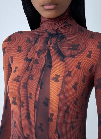 Acne Studios Women Print Mesh Top In Brown