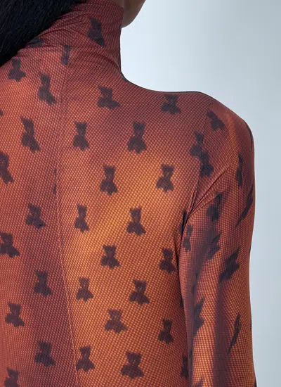 Acne Studios Women Print Mesh Top In Brown