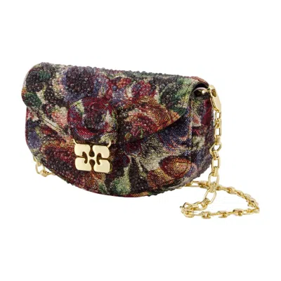 Ganni Apo G Tapestry Wallet On Chain  Synthetic Multicolor In Brown