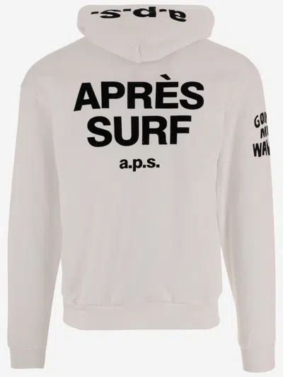 Après Surf White Printed Drawstring Hoodie In White