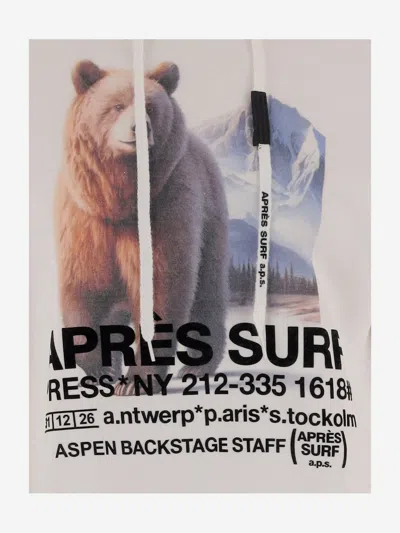 Après Surf White Printed Drawstring Hoodie In White