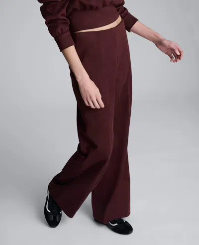 Kenneth Cole Faux Suede Pull On Wide Leg Pant In Burgundy