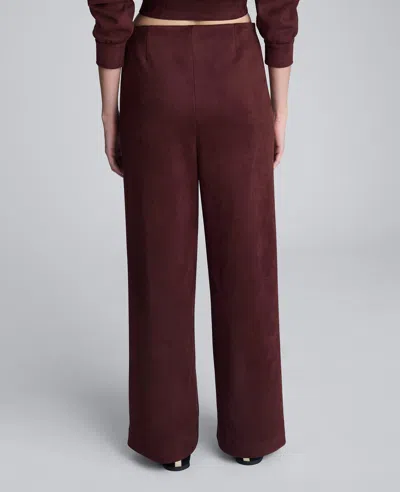 Kenneth Cole Faux Suede Pull On Wide Leg Pant In Burgundy