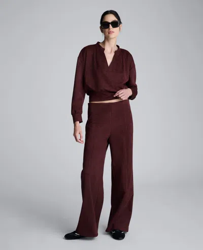Kenneth Cole Faux Suede Pull On Wide Leg Pant In Burgundy