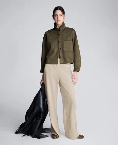 Kenneth Cole Faux Suede Pullover Wide Leg Pant In White