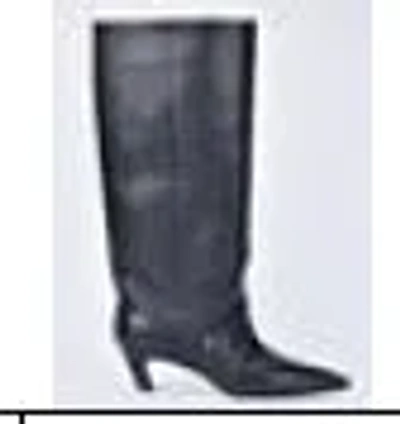 Ash Violet High Heels Boots In Black Leather In Black