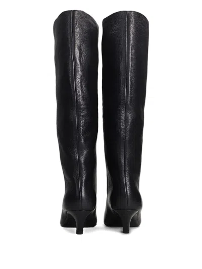 Ash Violet High Heels Boots In Black Leather In Black