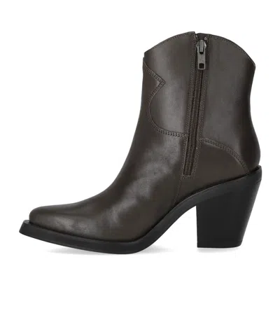 Ash Brown Leather Ankle Boots In Brown