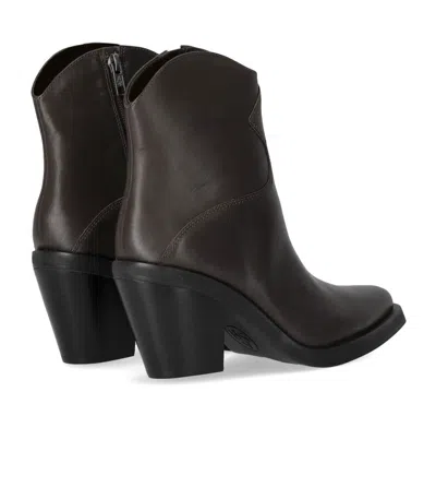 Ash Brown Leather Ankle Boots In Brown