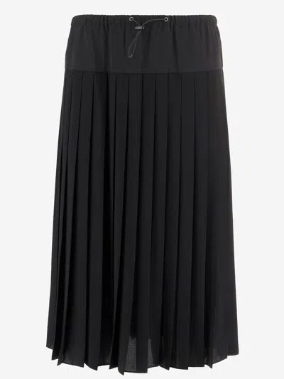 Aspesi Pleated Drawstring Skirt In Black